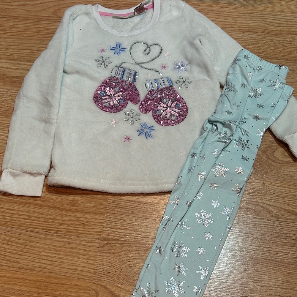 Cynthia‎ Rowley Girls Fleece Top & btween Snowflake Leggings Set Size 5/6